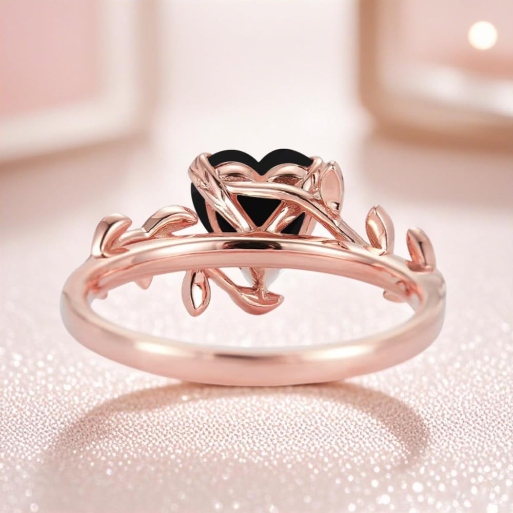 1 Carat Heart Cut Gemstone Engagement Ring for Women, 10K 14K 18K Solid Gold Bridal Birthstone Ring Leaf Vine Art Deco Wedding Promise Rings Gifts for Her Bride Wife Mom Nana Mothers Day