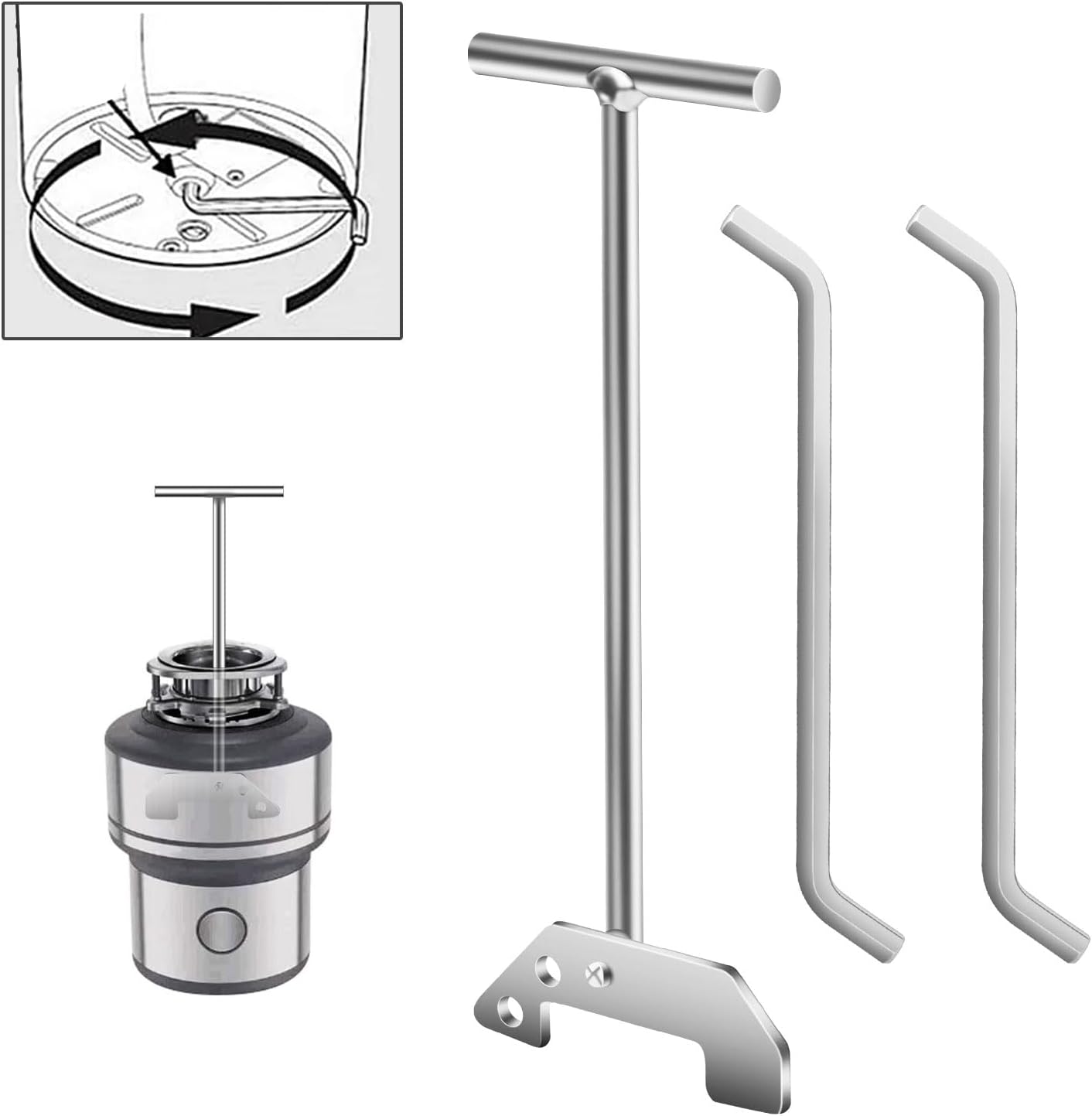 Braveboy1 x Garbage Disposer Unjamming Wrench & 2 x Garbage Disposal Wrench - , Compatible With Insinkerator Wrn-00, Waste King, Moen Garbage Disposals, for Treating Sink Clogs And Impurities