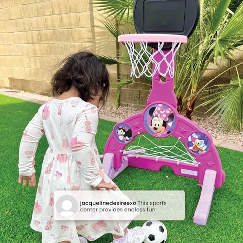 Delta Children Disney Minnie Mouse 4-in-1 Sports Center – Adjustable Easy Score Basketball Hoop, Soccer/Hockey Net and Golf Game, 4 Golf/Hockey Balls, Pink - image 6