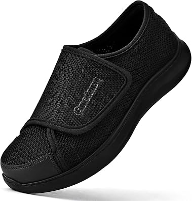 Mens Wide Shoes with for Diabetic Swollen Feet Elderly Walking | Hook and Loop Strap,Easy Put On,Adjustable Extra Wide Width Neuropathy Edema Bunions Arthritis Widening Shoes