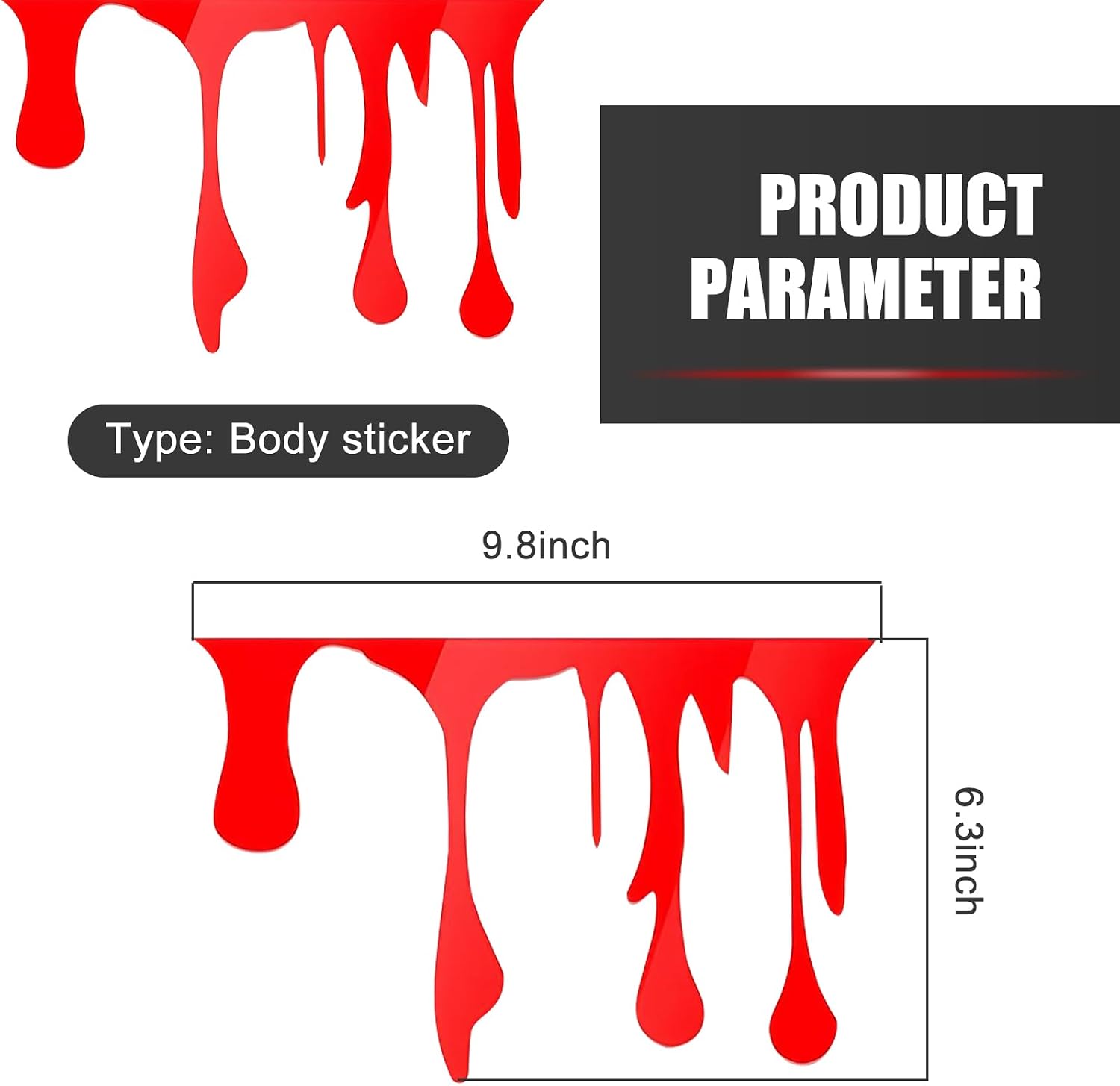 Ajxn 2 PCS Car Stickers, 9.8x6.3 Inches Bloody Funny Car Door and Window Paste, Halloween Theme Horror Funny Decals, Suitable for Most Cars (Red) image 2