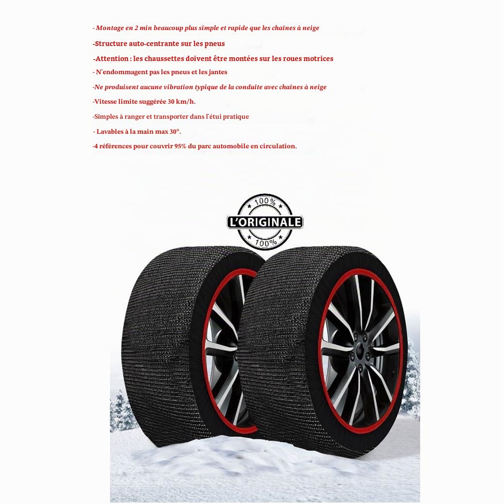 Chaussettes À Neige pour Pneu 235/50 R20 Cercle 20 Mesure XL Paire Chaussettes À Neige APPROUVÉ pour SUV 4X4 FOURGONNETTES ANTIDÉRAPANT pour Route Entre Glace ET Neige Tissu en POLYPROPYLÈNE