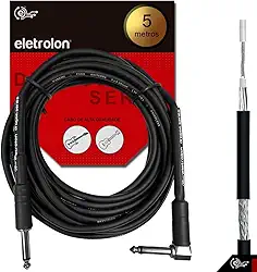 Cabo P10 ELETROLON Mono 90º Graus Violão Guitarra Baixo 5m Metros