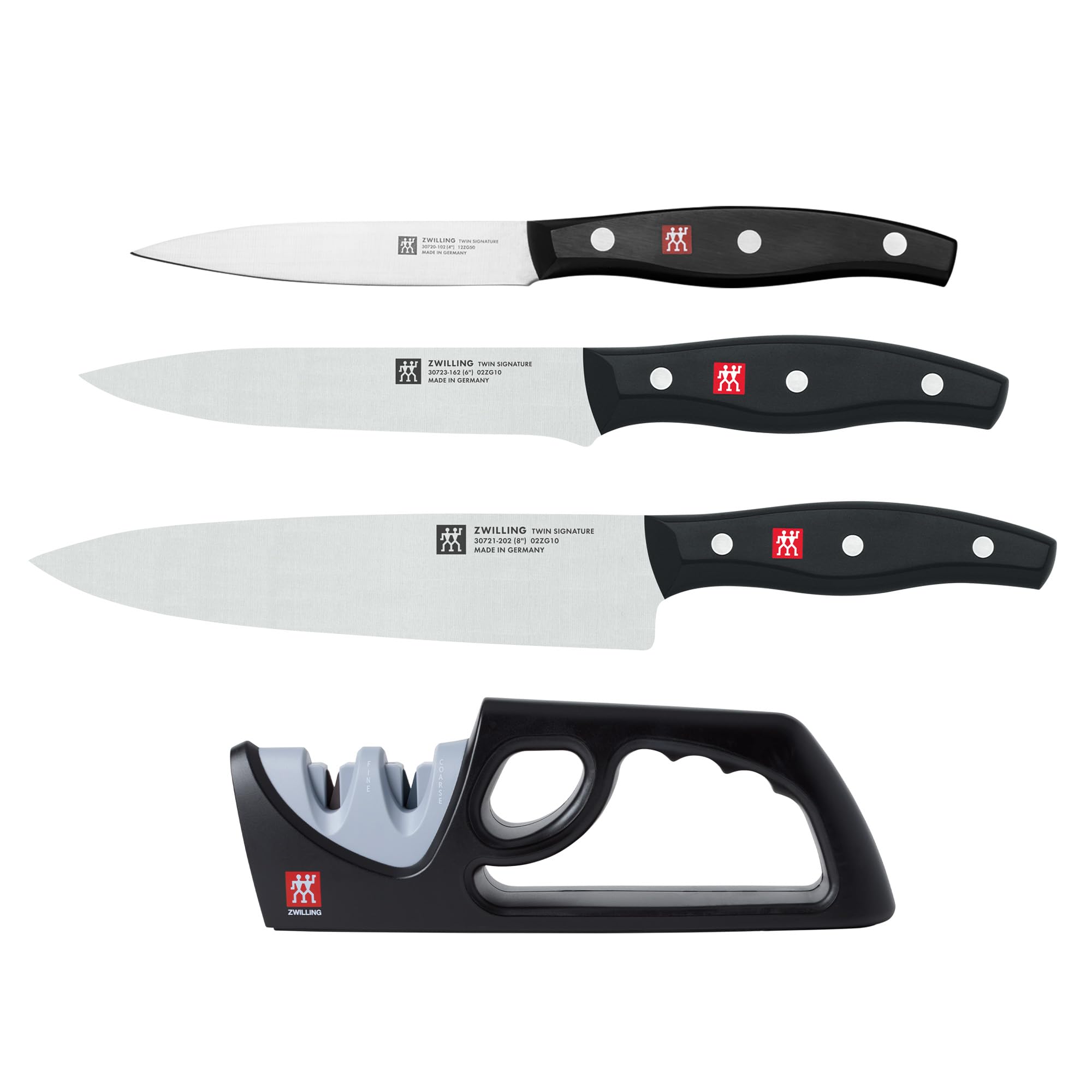 Twin Signature 4-Piece Razor-Sharp German Knife Set, Made in Company-Owned German Factory with Special Formula Steel perfected for almost 300 Years, Dishwasher Safe