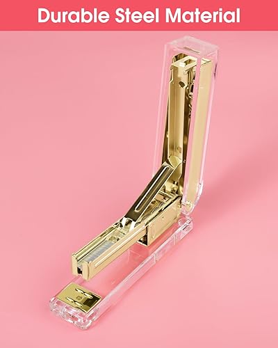 Miniatura 5 de Engrapadora de acrílico transparente, engrapadora de escritorio, grapadora de oficina, elegante accesorio de escritorio moderno para el escritorio