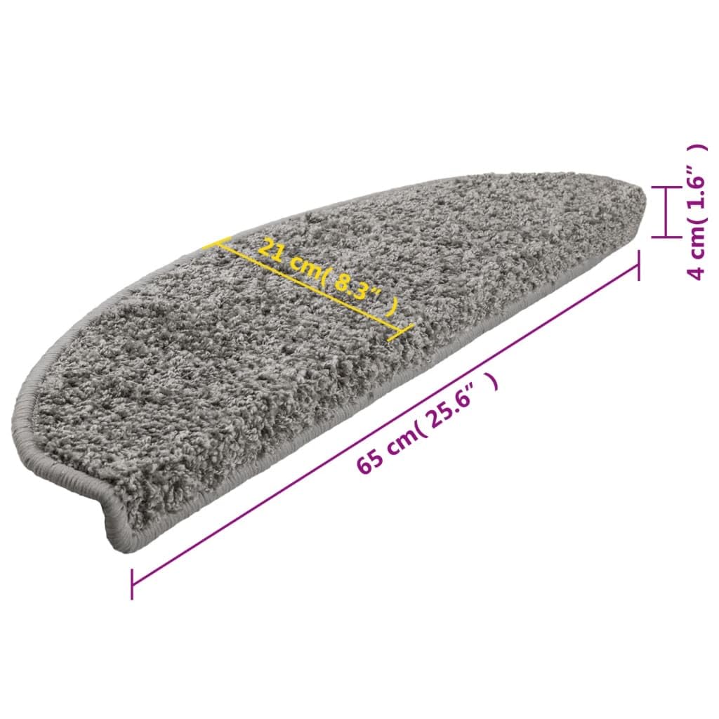 Lot de 10 tapis d'escalier - 65 x 21 x 4 cm - Gris - Semi-circulaires - Antidérapant - Antidérapant - Pour escalier en bois, escalier en pierre, avec protection intérieure contre les coups de