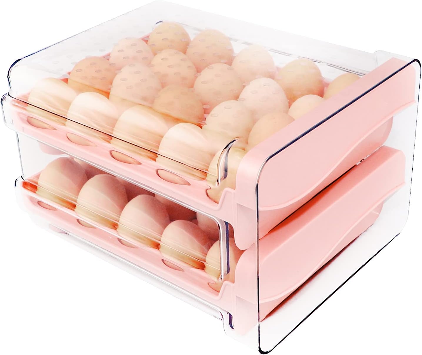 Rubtlamp Pink Plastic Egg Holder, Egg Storage Container for