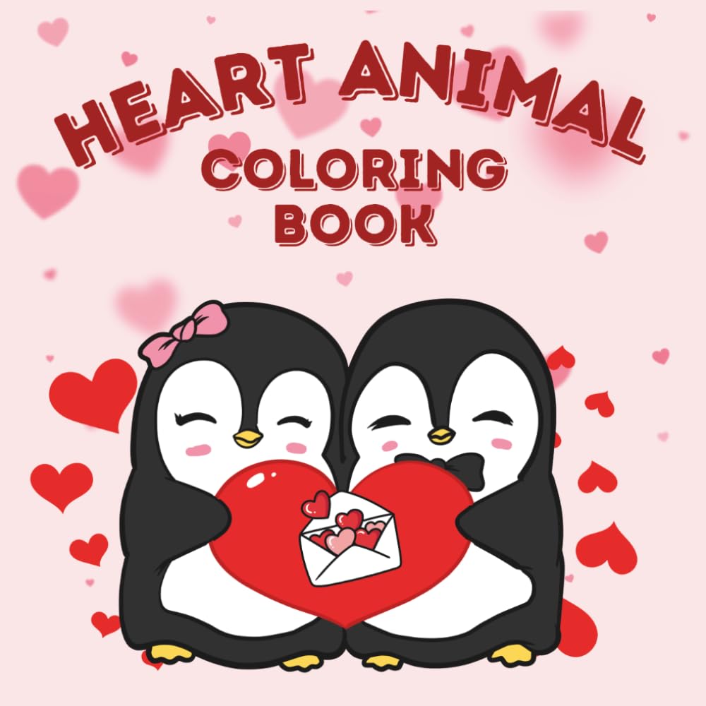 Heart Animal Coloring Book: Bold and Easy Cute Animals and Gnomes with Hearts for Valentine's Day - Simple and Cozy Coloring Pages for Adults, Teens, and Beginners
