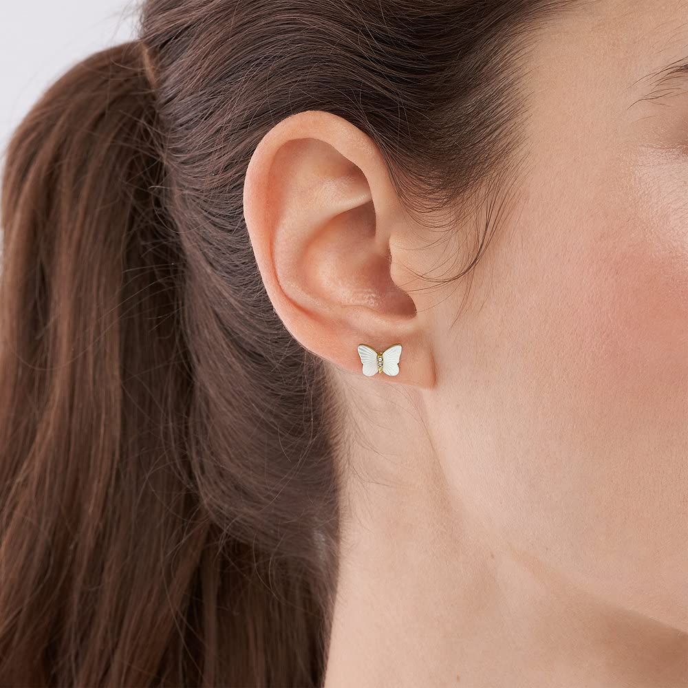 Fossil Damen Ohrringe aus goldfarbenem Edelstahl mit Pfosten-/Bolzenverschluss