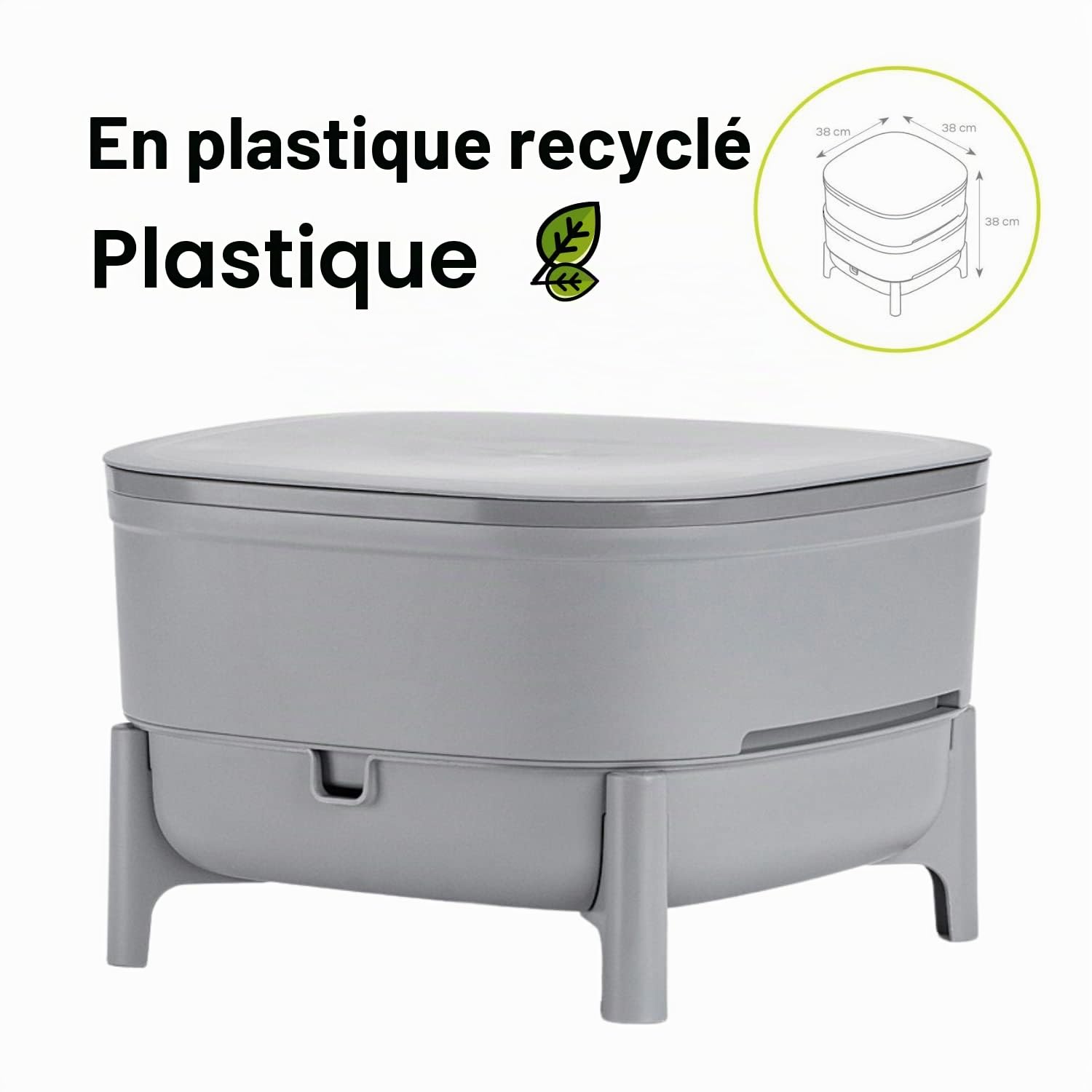 Economy Vermicompost pour Cuisine et Balcon – Boîte à vers Design en Plastique 100% recyclé – Vermicompost comme Ferme à vers avec 2 Bols – Volume 30 l, Gris