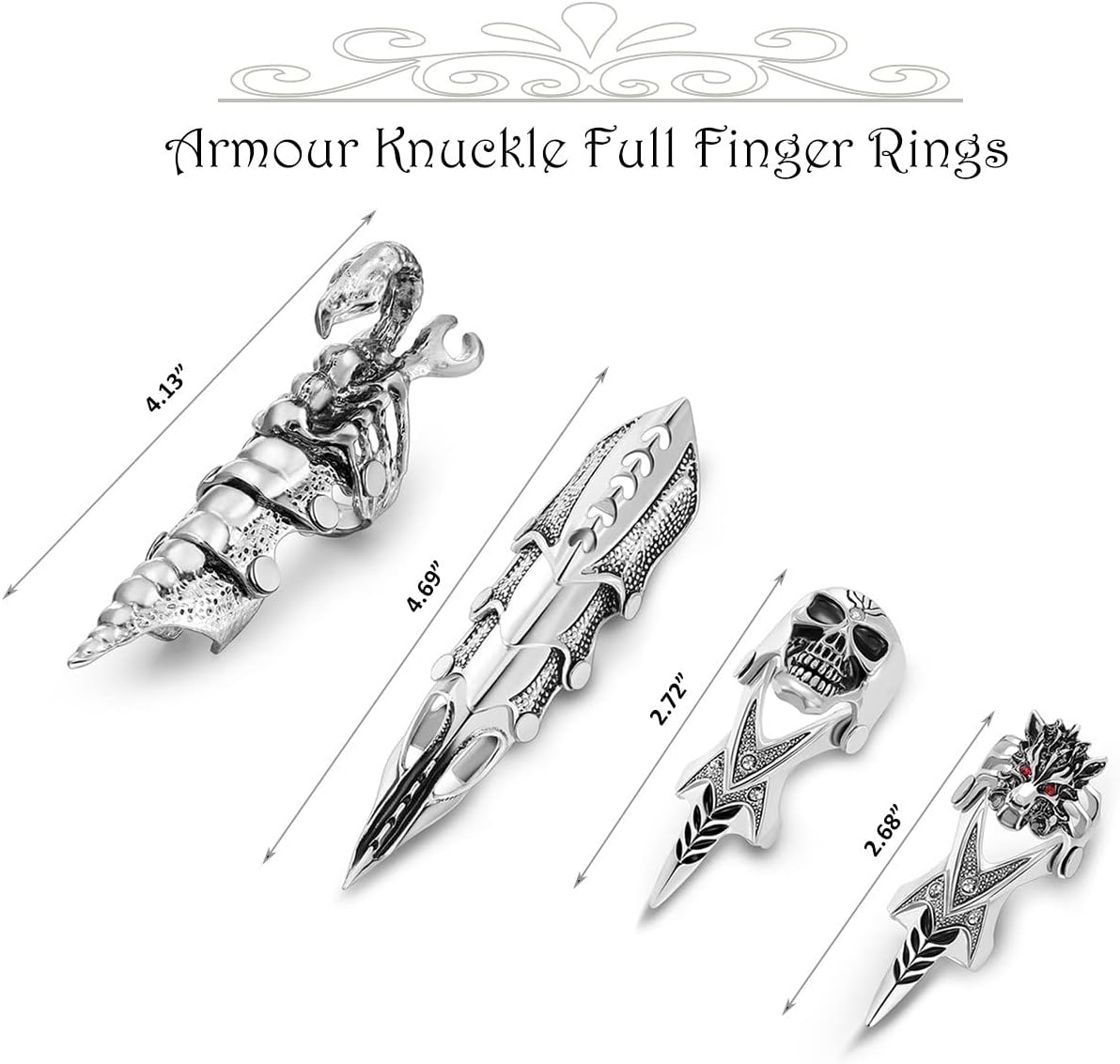 パンク メンズ アーマー ナックルジョイント フルフィンガー ダブルループ アクティビティリング ロック ゴシック ヒンジリング ハ