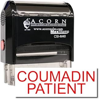 MaxStamp - Large Self-Inking Coumadin Patient Stamp (Black Ink)
