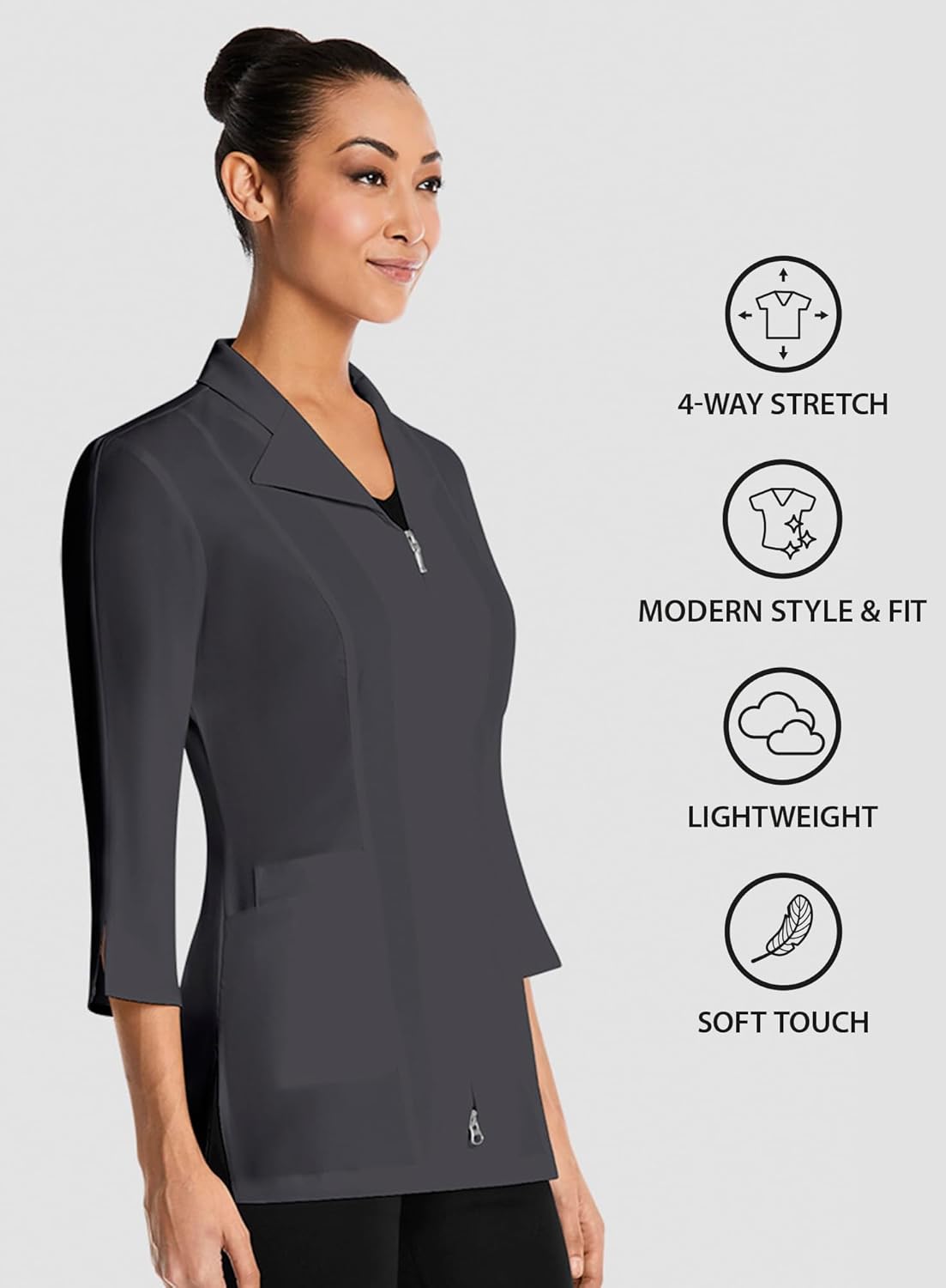 Maevn Smart Women’s 3/4 Sleeve Zip Lab Jacket