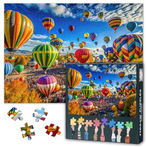 Hot Air Balloons in the Sky Jigsaw Puzzles for Adults Difficult Challenge Colorful Hot Air Balloons Puzzles 1000 Pieces for Adults Gifts Jigsaw Puzzle for Family Friends Party 27.5"X19.7"