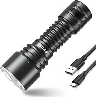 APLOS T04 LED Flashlights Water-Resistant - 1600 Lumens Ultra Bright Handheld Flashlight Rechargeable, Flash Torch Light Adjustable Brightness, 5 Modes for Emergency Camping Hiking Gift