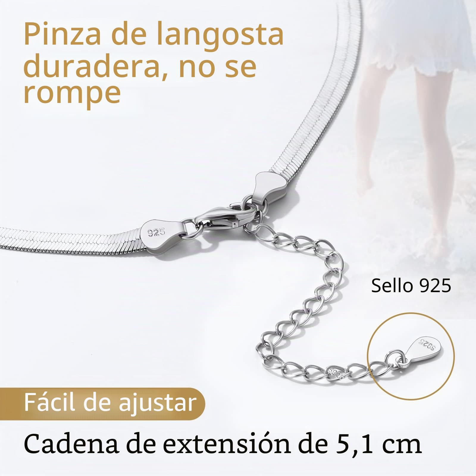 FindChic Tobilleras Pulseras Mujer Tobillera Plata de Ley 925 Tobillera de Cadena Pulseras de Tobillo Tobillera para Verano Playa 22cm+5cm