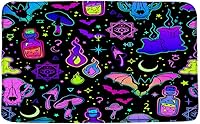 Vista 1 de GCTNBJL Tapete de baño de Halloween con diseño de calavera de bruja, murciélago espeluznante, alquimia gótica, tablero de ouija mágica, hongo