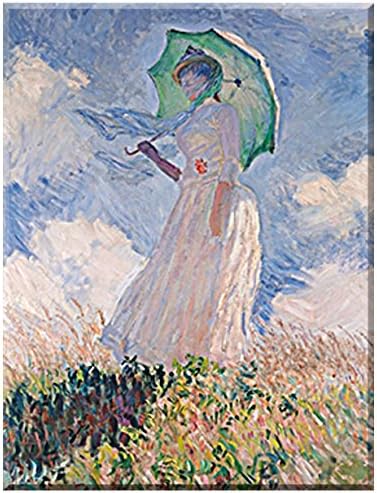 Lady with Sunshade, Woman with Parasol, By Claude Monet, Size 75 cm X 100 cm, GICLEE, Print On Canvas Digital Printing, with Stretcher Frame, Screen, and Pictures, French Impressionist, from The Museum of Art