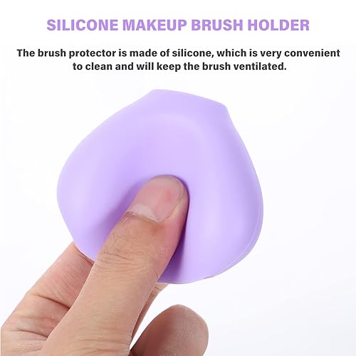 Miniatura 5 de Cepillo de maquillaje de silicona, organizador de almacenamiento protector reutilizable para viajes y fácil de limpiar, mantiene los pinceles
