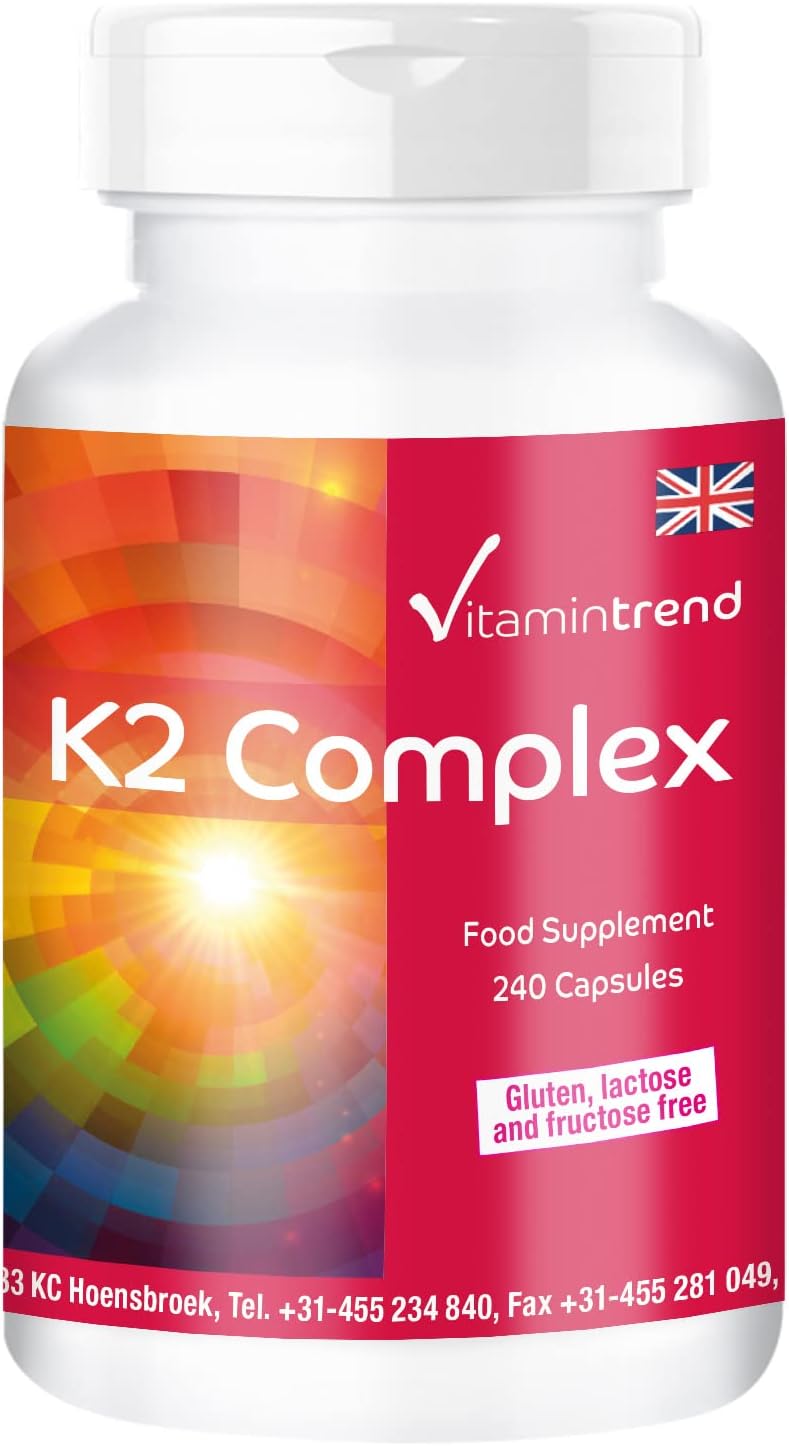 K2 Complex 1250µg - 240 Capsules - Vegan - Highly dosed - MK-4 & MK-7 | Vitamintrend®