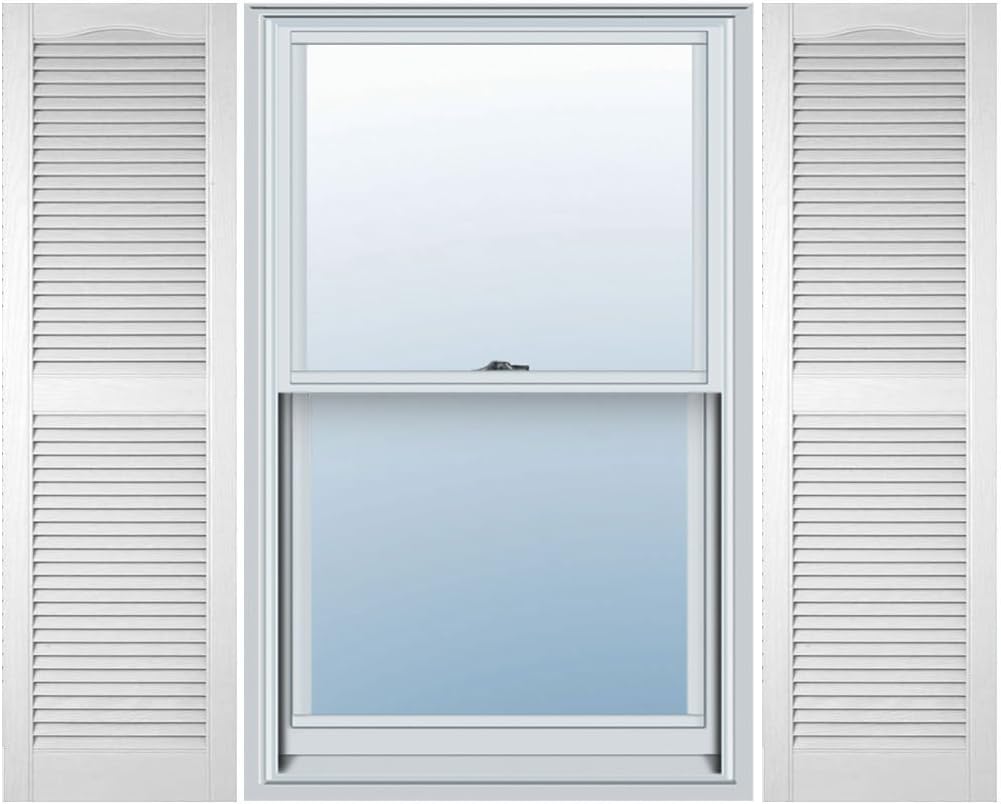Builders Edge 14.5"W x 45"H Shutters (Per Pair), 117 - Bright White