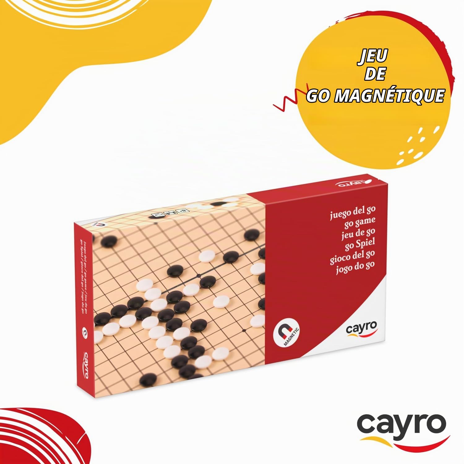Cayro - Jeu de Go Magnétique - Plateau Portable avec Pièces Aimantées - Idéal pour Voyager - Coincer l'Adversaire - Jeux de Société Classiques