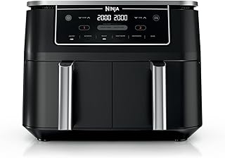 Ninja Foodi Air Fryer | 6-in-1 with 10-QT DualZone Baskets | Smart Finish to Cook 2 Foods at Once | Air Fry, Broil, Roast, Dehydrate, Keep Warm & Bake | 450° F |XL Capacity | Black | DZ302