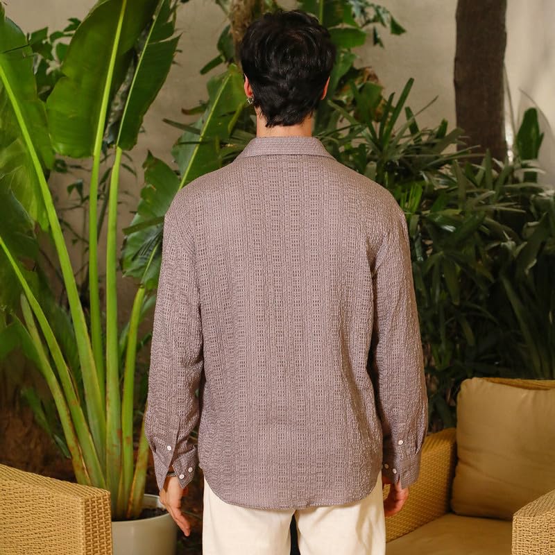 Image of CAHOOT Men's Oversized Shirt Casual Wear | Lapel Collar | Long Sleeve | Button Closure | Oversized Shirt Crafted with Comfort Fit for Everyday Wear
