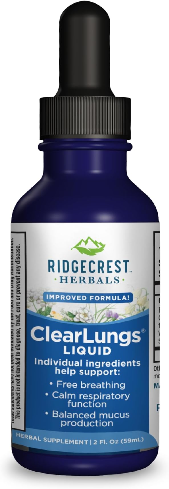 Ridgecrest Herbals ClearLungs Liquid Herbal Supplement, Orange Flavor Alcohol Free for Adults and Kids, Natural Lung and Nasal Wellness Formula for Bronchial and Mucus Support (2 fl oz, 29 Servings)