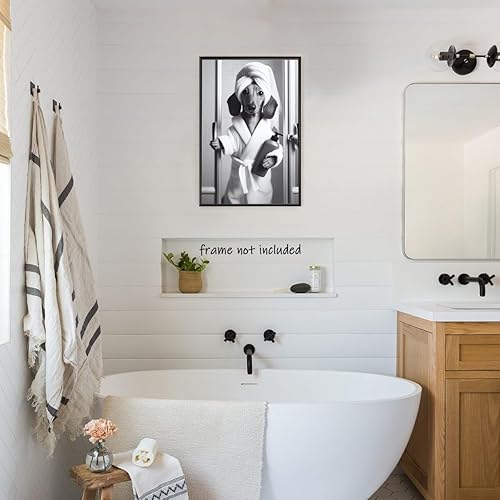Miniatura 7 de Medpol Despeje divertido y lindo perro baño arte de pared vintage humor blanco y negro pósteres de lienzo divertidos animales pintura de baño para