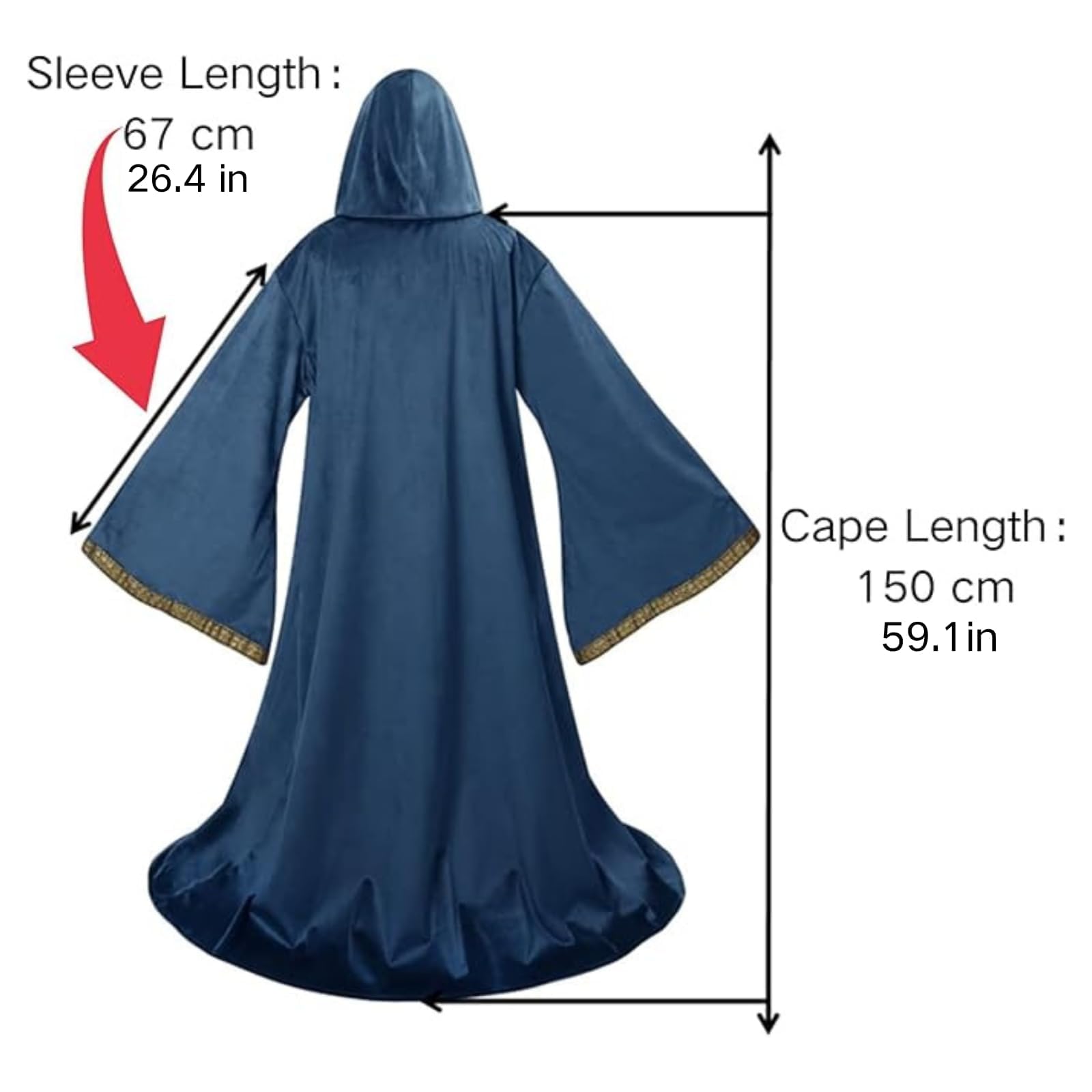 HAPNBCELE Velvet Wizard Robe Cloak with Hood Men Women - Image 3