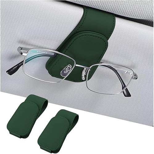 Miniatura 61 de AICEL Soportes para lentes de sol para visera solar de automóvil, soporte de cuero para colgar gafas, soporte magnético para lentes y clip