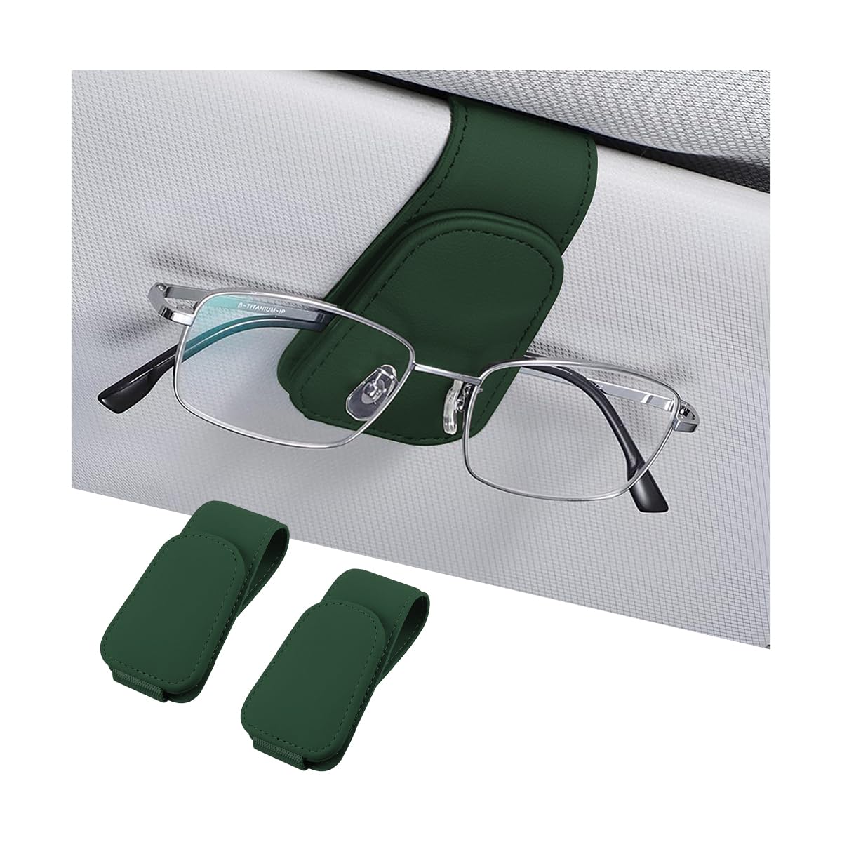 AICEL 2PCS Sunglasses Holders for Car Sun Visor, Magnetic Clip, Green