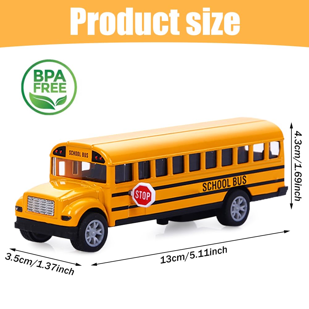NyaSaa Pull Back School Bus,Mini Yellow School Bus Toy - Image 2