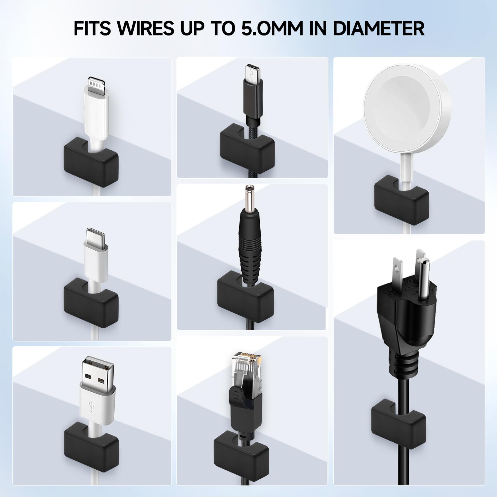 Magnetischer Kabelhalter, Kabel-Clips – starkes Magnetdraht-Management für Büro, unter dem Schreibtisch, Nachttisch, Auto, Küche, wiederverwendbare Schreibtisch-Kabel-Organizer, 10 Stück