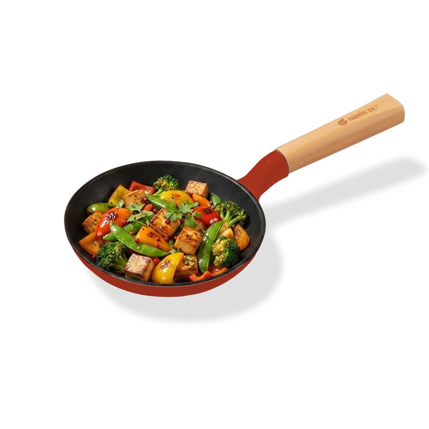 CUMIN CO. Cast Iron Fry Pan|Free Spatula, Sponge & Holder|.8lt, 16cm|Patented Coating, Naturally Non Stick, Non-Toxic, Rust Free, Baby Food Safe Pan|Induction Safe|Beechwood Handles|Rust Colour-picture-14