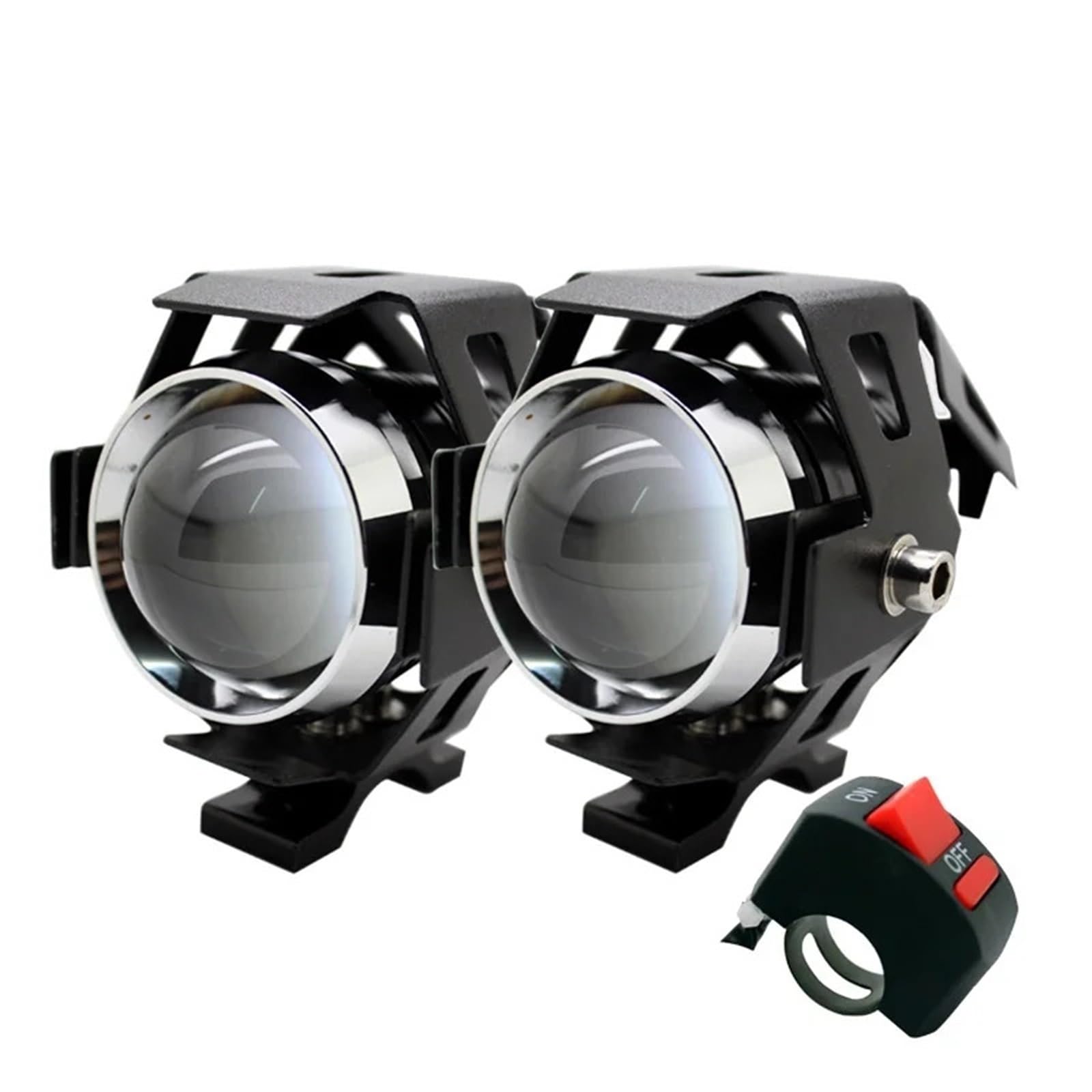 Anabbaglianti 2 pezzi/set U5 LED Faro per moto 3 modalità 3000LM Proiettore per moto Fendinebbia Luci per motociclette(Black Shell)