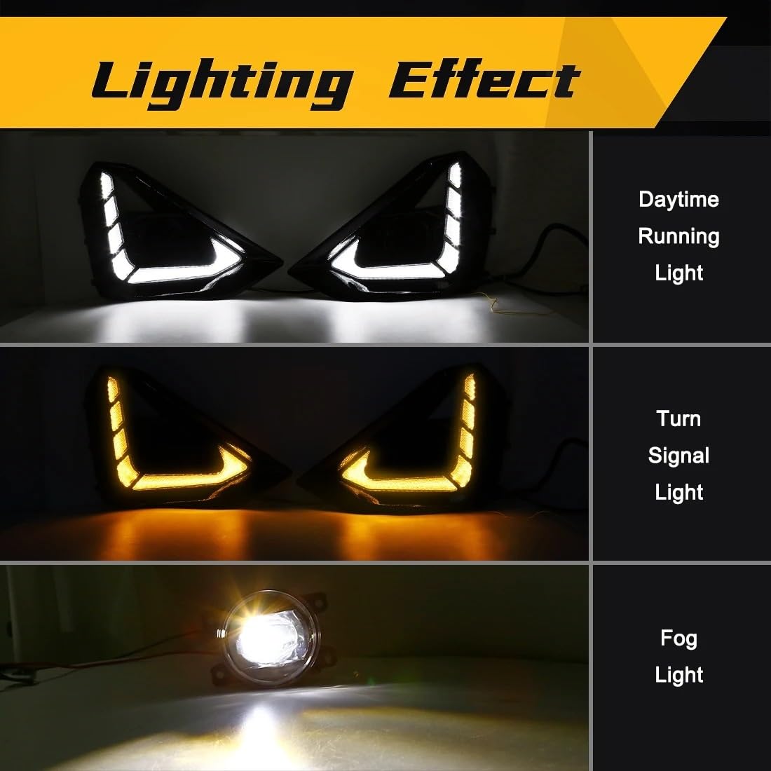 Luz Diurna LED Para Isuzu Para D-max 2024 2025 Conjunto Faros Antiniebla Intermitentes Delanteros Conducción 12V Luces Antiniebla Luz Niebla(Yellow and White)