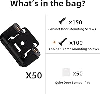 Vista 6 de DecoBasics Paquete de 2 bisagras negras superpuestas de 1/2 pulgada para puertas de cabina (1 par), bisagra de marco de cara semioculta de cierre