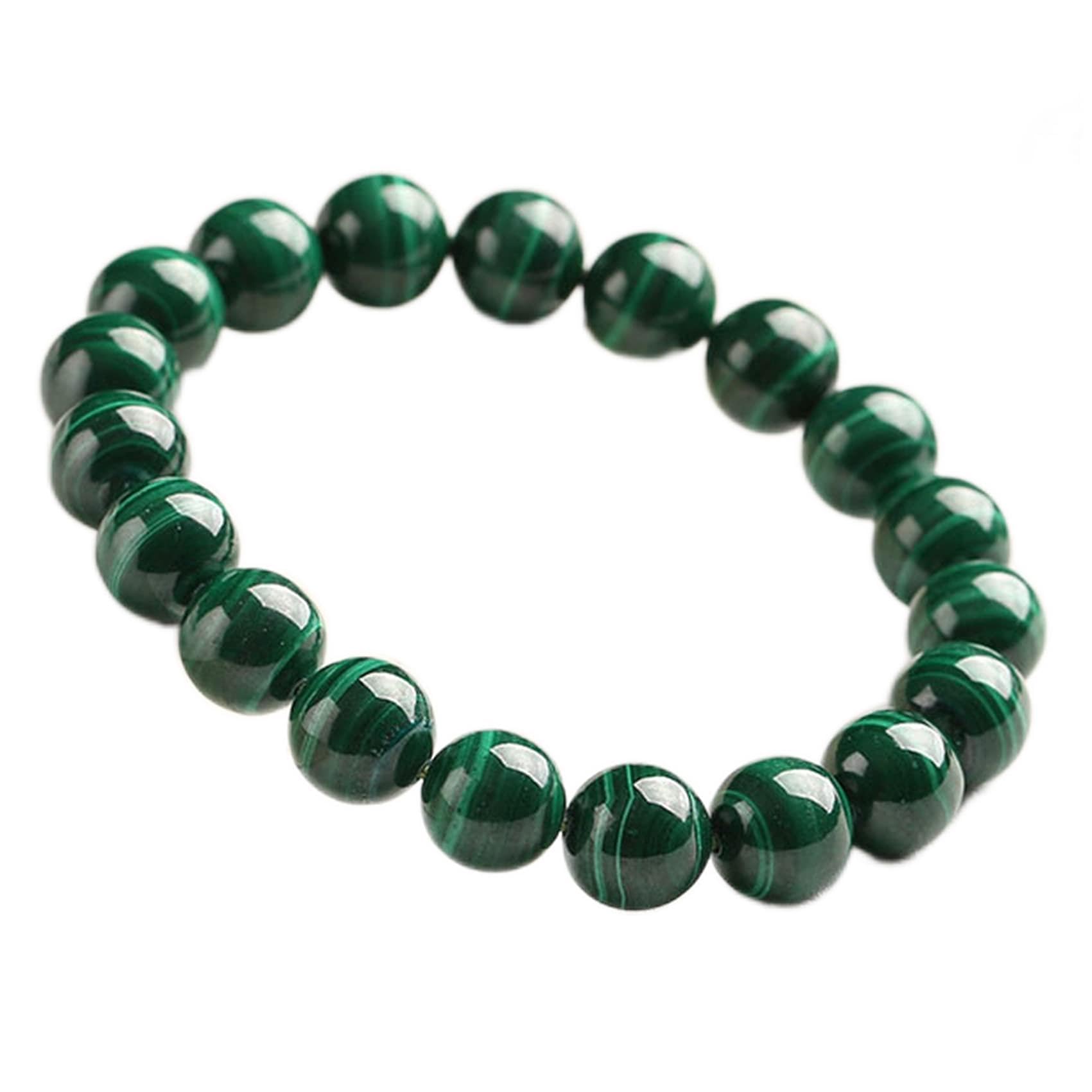 Bracelet en malachite verte 6mm cristal naturel amulette feng shui