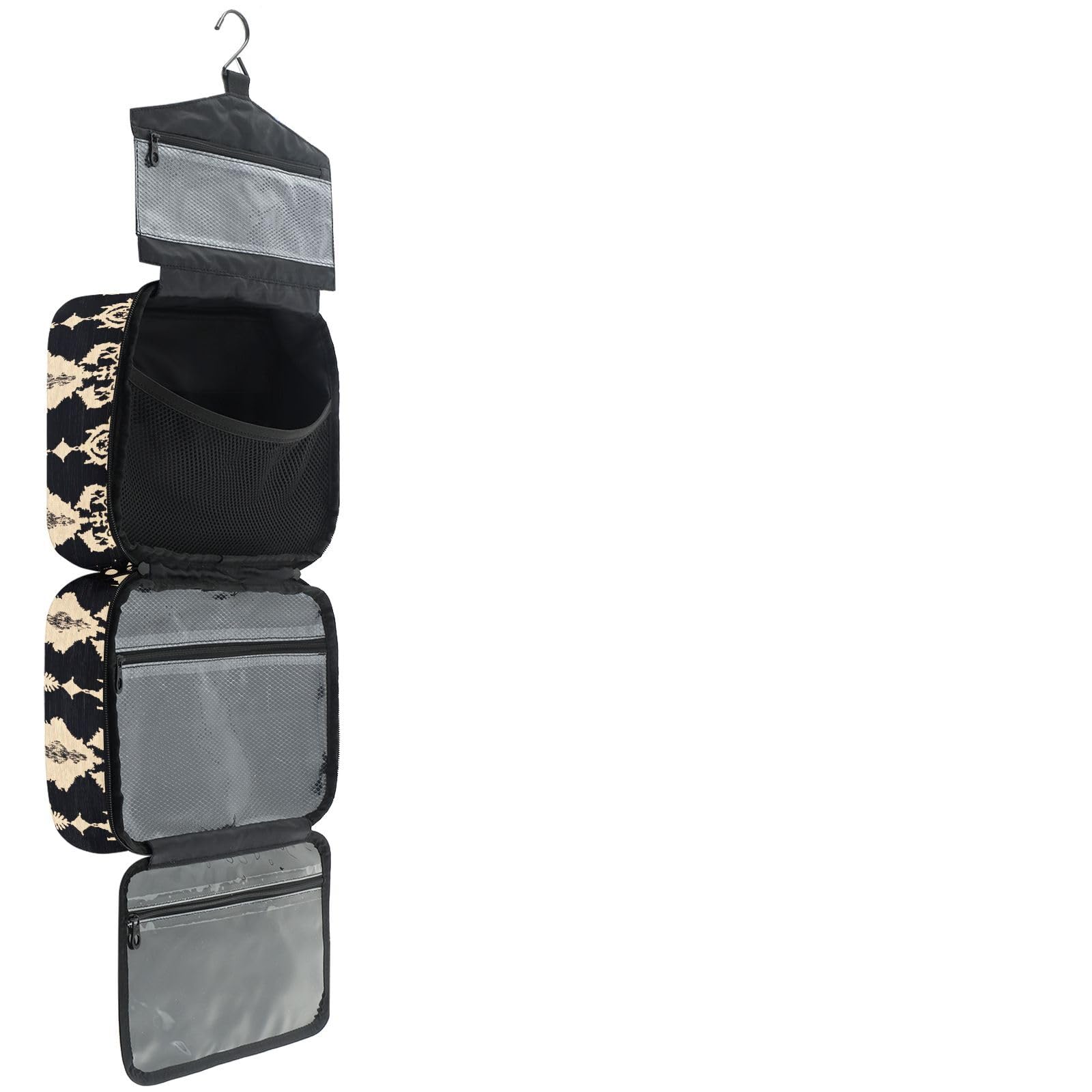 YNNALE Sewing Supply Organizer Bag, Vintage Farmhouse Black and Beige Portable Sewing Bags with Pockets&Hanger, Sewing Storage Box Case for Sew Supplies/Kit/Tools/Accessories (BAG ONLY)