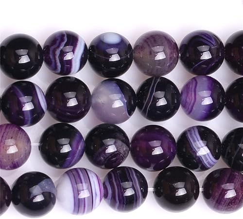 Miniatura 2 de JOE FOREMAN Cuentas de ágata morada de 0.315 pulgadas (0.315 in), cuentas de piedras preciosas semipreciosas redondas de escarcha mate para hacer