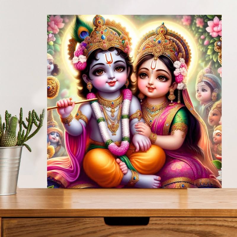 Image of British Terminal Cute little Bal Gopal Baby God Krishna| Kanha Ji | Laddu Lord Makhan Chor Painting Religious Poster for Pregnant Women for wall (matt thin vinyl,sticker,multicolor,unframed)| bj285