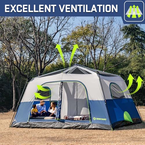 Image of 4 /6 /8 /10 Person Instant Tent, Waterproof Pop Up Tents for Camping with Rainfly, 60 Seconds Easy Setup, Automatic Cabin Tent for Family Camping with Expandable Carry Bag & Upgraded Ventilation