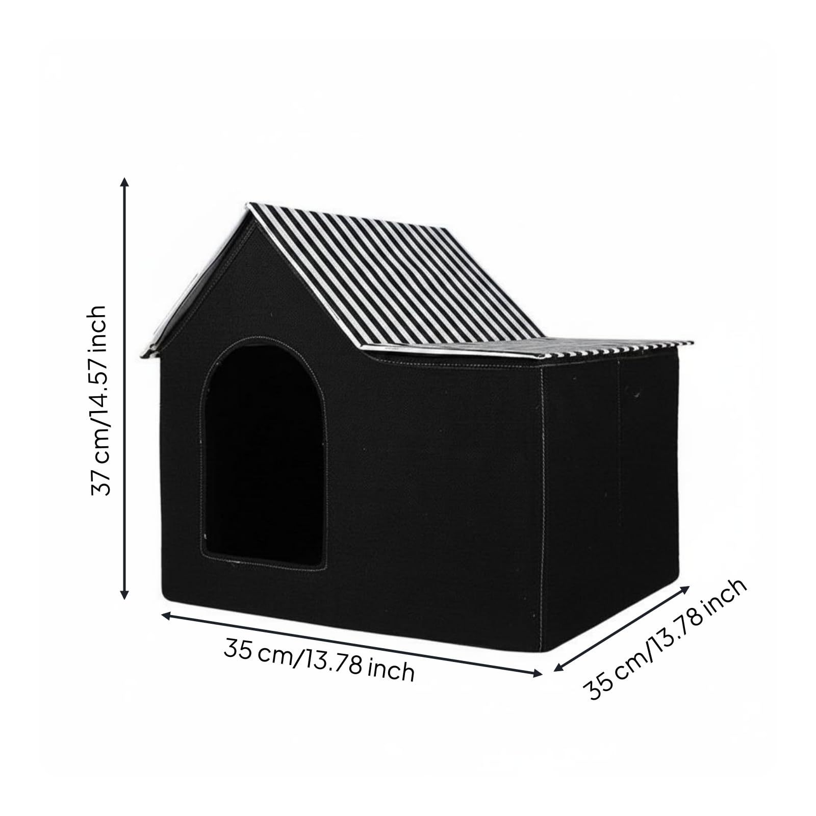Outdoor Shelter Abri Animaux Maison Chat Maison Chien Niche Pliable en Tissu Étanche Lavable Chaud Panneaux Revêtus Coutures Soin Convient au Relax, Noir, Petit