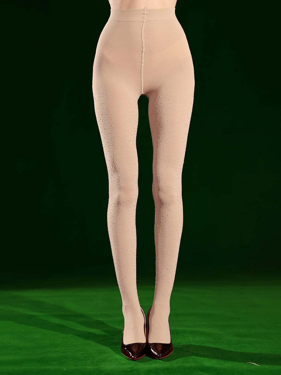 FANCAME Womens Sparkly Opaque Tights with Rhinestone 80 Den Pantyhose High Waist - Image 4