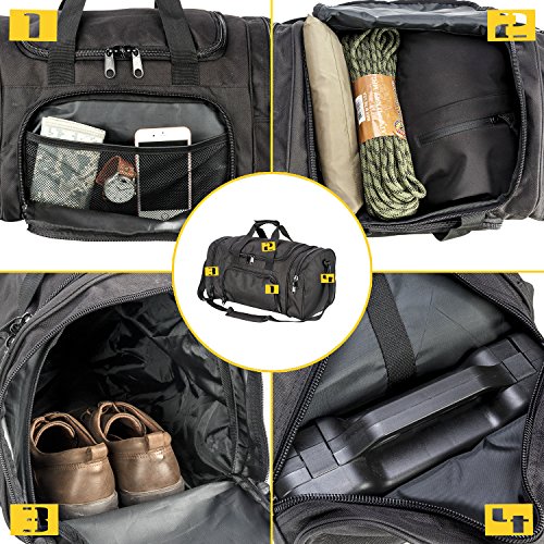 Military Tactical Duffle Bag Gym Bag for Men Travel Sports, Black, Size Middle