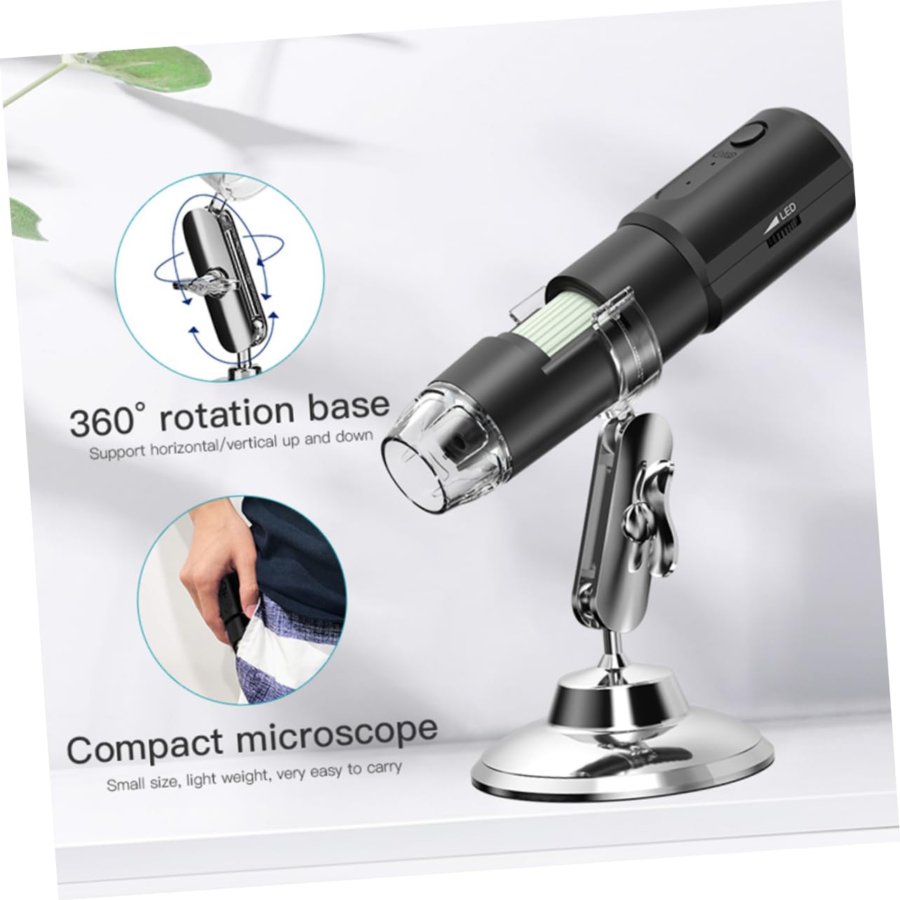 Gadpiparty Microscopio Digitale Portatile Wireless Con Ingrandimento Ispezione Facile e Salvataggio Immagini Reale Ottimo Strumento Didattico Per Scuole e Insegnanti Base Stabile e Controllo