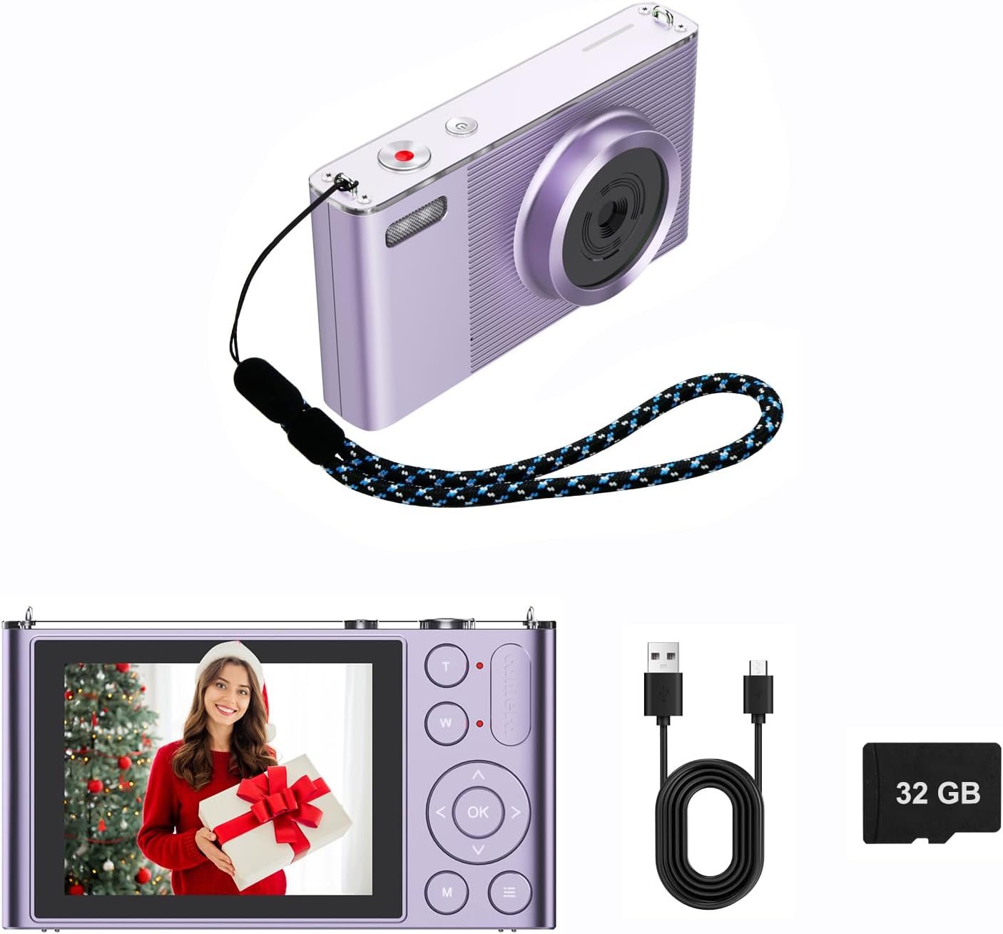 Digital Camera, Camera for Kids, UHD 4K 72MP Point and Shoot Digital Cameras with 32GB Memory Card and 16X Digital Zoom Anti Shake (Purple)
