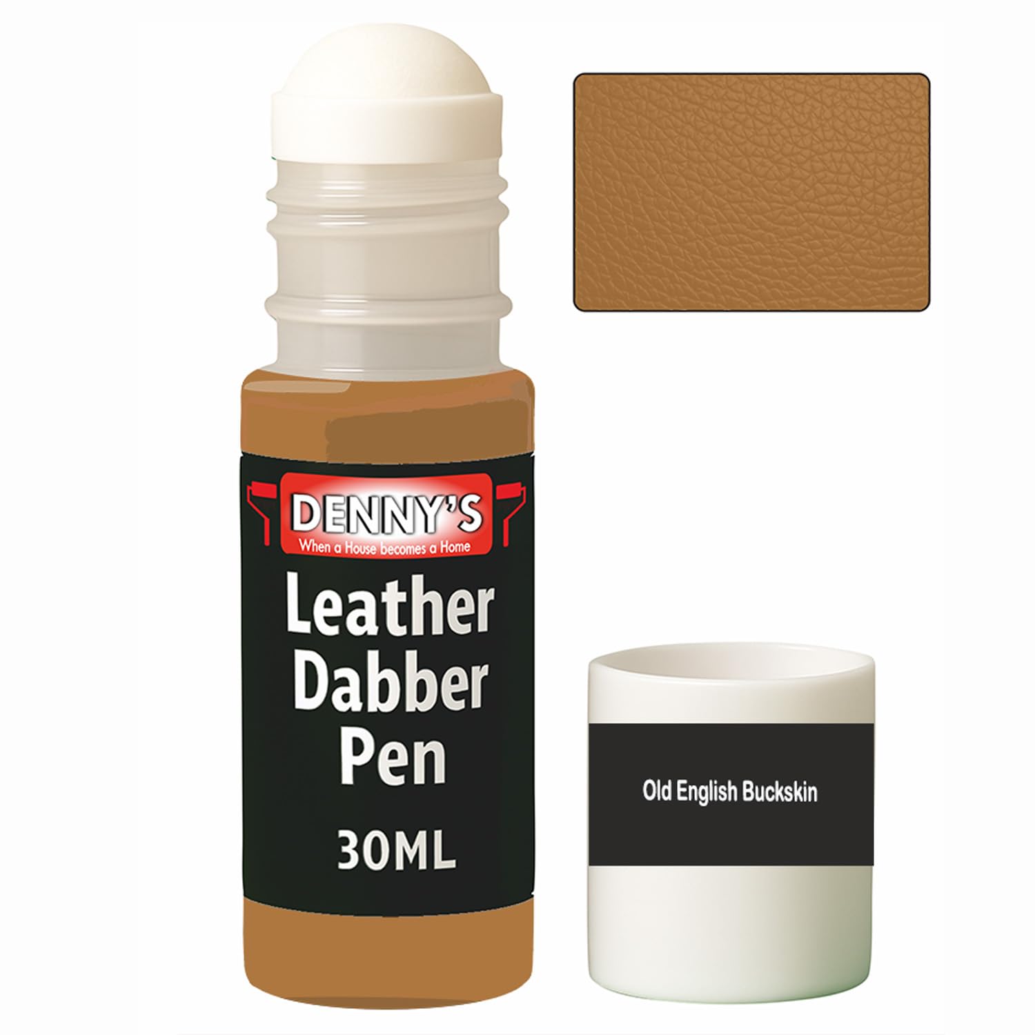 Leather Colour Restorer Recolouring Balm Repair Treatment for Faded & Worn Absorbent Leather Shoes, Boots, Jackets (62 Old English Buckskin, Dabber Pen 30ml)
